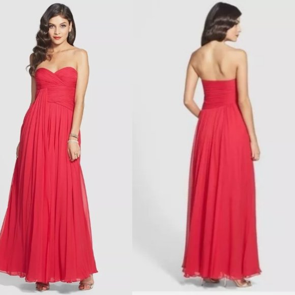 Nwt Jill Stuart Dress Sweetheart Strapless Ball Gown Size 10 Womens Red New $458 - Picture 1 of 15